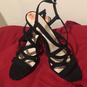 Black Suede Open Toe heels